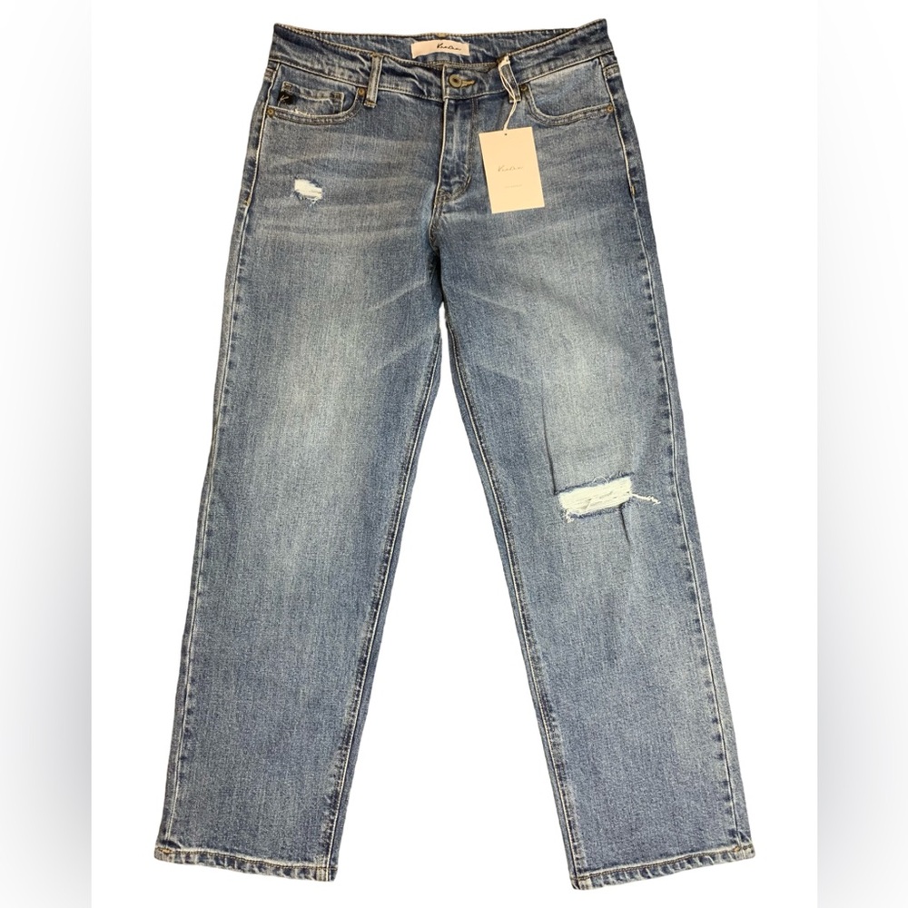 Kancan Straight Leg Blue Jeans Wonen’s Size 28 Distressed High Rise